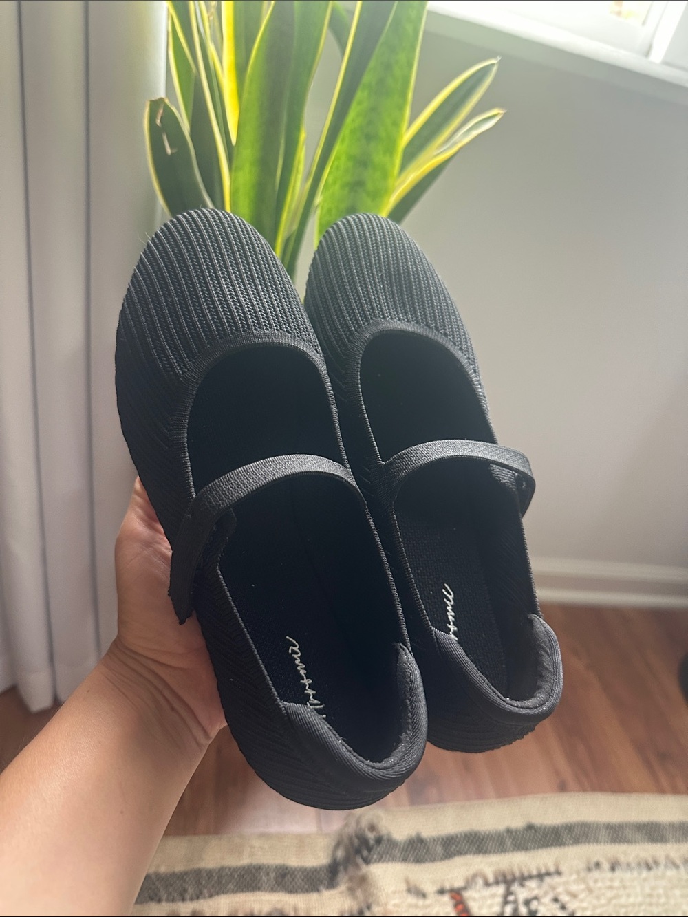 Black Mary Jane Knit Flats